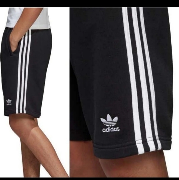 ADIDAS ORIGINALS MENS 3 STRIPE ATHLETIC SHORTS - Picture 2 of 12